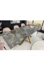 Meal table "TEMAX" gold and top ceramic grey marble 180-220-260cm