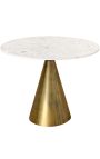 Round table "SHAVIA" with brass color base and top white marble