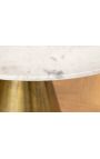 Table ronde "SHAVIA" avec pied couleur laiton et plateau en marbre blanc