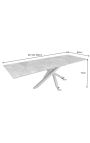 Dining table "TEMAX" black steel, top ceramic marble white 180-220-260cm