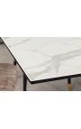 Mesa de comedor "TEMAX" acero negro, mármol de cerámica superior blanco 180-220-260cm