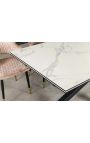 Dining table "TEMAX" black steel, top ceramic marble white 180-220-260cm