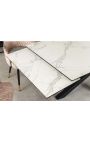 Dining table "TEMAX" black steel, top ceramic marble white 180-220-260cm