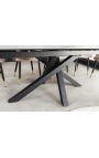 Dining table "TEMAX" black steel, top ceramic marble white 180-220-260cm