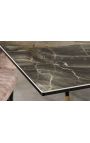 Dining table "TEMAX" black steel, top ceramic taupe marble 180-220-260cm