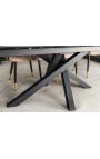 Dining table "TEMAX" black steel, top ceramic taupe marble 180-220-260cm