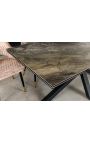 Dining table "TEMAX" black steel, top ceramic taupe marble 180-220-260cm