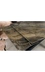 Dining table "TEMAX" black steel, top ceramic taupe marble 180-220-260cm