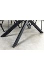 Meal table "AVORIAZ" black steel, top ceramic marble white 160-200