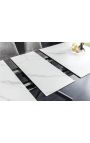 Meal table "AVORIAZ" black steel, top ceramic marble white 160-200