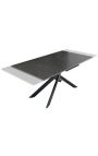 Meal table "AVORIAZ" black steel, top ceramic marble grey