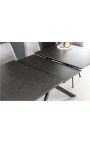 Meal table "AVORIAZ" black steel, top ceramic marble grey