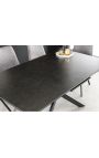 Meal table "AVORIAZ" black steel, top ceramic marble grey