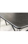 Meal table "AVORIAZ" black steel, top ceramic marble grey