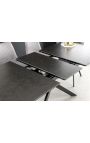 Meal table "AVORIAZ" black steel, top ceramic marble grey