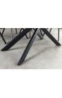 Meal table "AVORIAZ" black steel, top ceramic marble grey