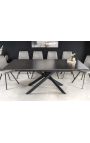 Meal table "AVORIAZ" black steel, top ceramic marble grey