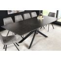 Meal table "AVORIAZ" black steel, top ceramic marble grey