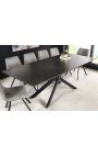 Meal table "AVORIAZ" black steel, top ceramic marble grey