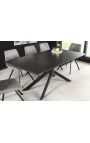 Meal table "AVORIAZ" black steel, top ceramic marble grey