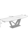 Mesa de comedor "LESARCS" acero negro, mármol de cerámica superior blanco 180-220-260cm