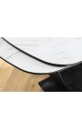 Dining table "LESARCS" black steel, top ceramic marble white 180-220-260cm