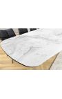 Dining table "LESARCS" black steel, top ceramic marble white 180-220-260cm