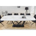 Dining table "LESARCS" black steel, top ceramic marble white 180-220-260cm