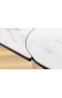 Dining table "LESARCS" black steel, top ceramic marble white 180-220-260cm