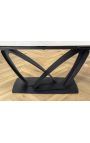 Dining table "LESARCS" black steel, top ceramic marble white 180-220-260cm