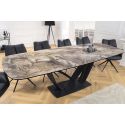 Dining table "LESARCS" black steel, top ceramic marble taupe 180-220-260cm