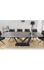 Dining table "LESARCS" black, top ceramic marble grey