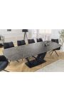 Dining table "LESARCS" black, top ceramic marble grey