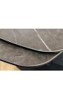 Dining table "LESARCS" black, top ceramic marble grey