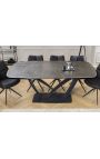 Dining table "LESARCS" black, top ceramic marble grey