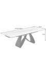 Mesa de comedor "GETS" acero negro, mármol de cerámica superior blanco 180-220-260cm