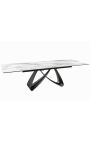 Dining table "GETS" black steel, top ceramic marble white 180-220-260cm