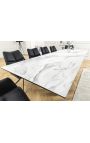 Dining table "GETS" black steel, top ceramic marble white 180-220-260cm