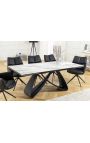 Dining table "GETS" black steel, top ceramic marble white 180-220-260cm