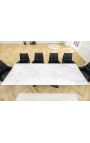 Mesa de comedor "GETS" acero negro, mármol de cerámica superior blanco 180-220-260cm