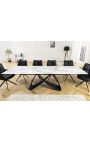 Dining table "GETS" black steel, top ceramic marble white 180-220-260cm