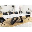 Mesa de comedor "GETS" acero negro, mármol de cerámica superior blanco 180-220-260cm