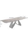 Dining table "GETS" black steel, top ceramic marble taupe 180-220-260cm