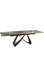 Dining table "GETS" black steel, top ceramic marble taupe 180-220-260cm