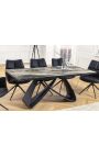 Dining table "GETS" black steel, top ceramic marble taupe 180-220-260cm