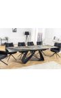 Dining table "GETS" black steel, top ceramic marble taupe 180-220-260cm