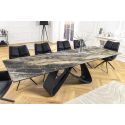 Dining table "GETS" black steel, top ceramic marble taupe 180-220-260cm