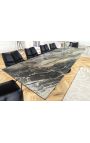 Dining table "GETS" black steel, top ceramic marble taupe 180-220-260cm