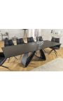 Mesa de jantar "GEOTOS" aço preto, efeito ferrugente cerâmica superior 180-220-260cm