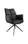 Modern and swivel dining chair "LESARCS" black leather